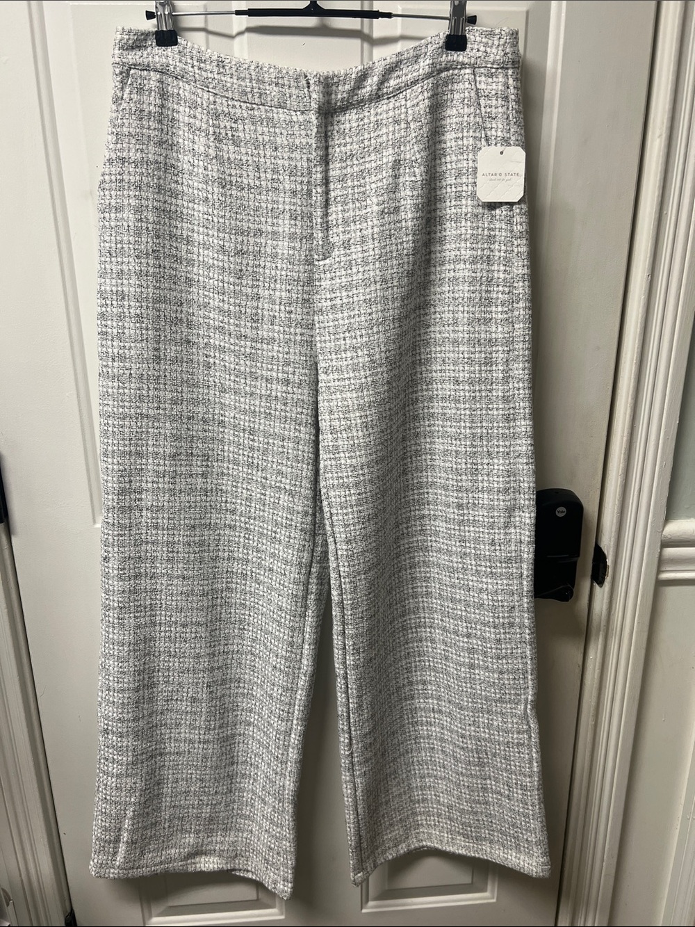 Altar'd State Gray Tweed Wide-Leg Pants